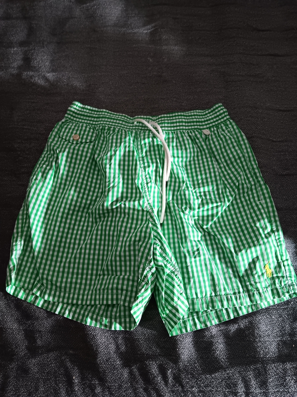 Polo by Ralph Lauren Green Gingham Swim Trunks